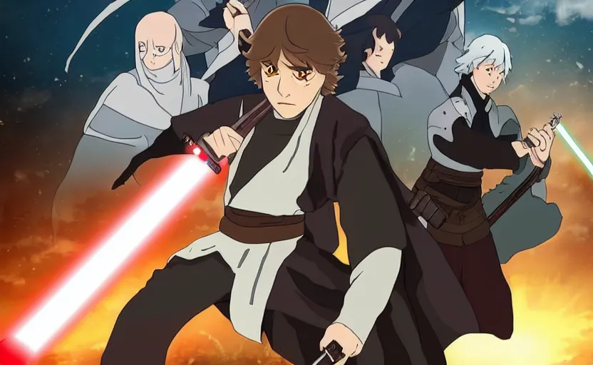 Image similar to luke skywalker in demon slayer anime style