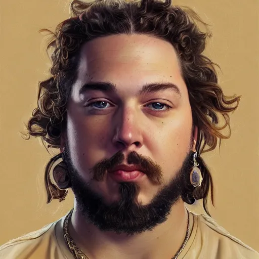 Image similar to epic portrait of post malone, detailed, digital painting, artstation, concept art, donato giancola, joseph christian leyendecker, wlop, boris vallejo, breathtaking, high details, extremely detailed, establishing shot, artistic, hyper realistic, octane render