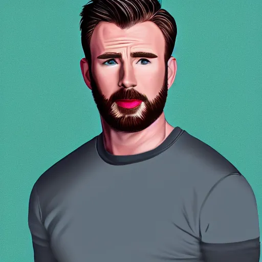 Image similar to portrait of chris evans, highly detailed, centered, solid color background, digital painting