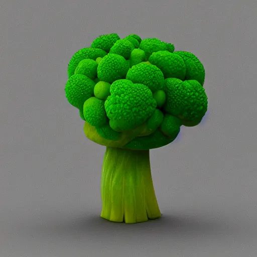 Image similar to a 3d render of a smiling happy broccoli, he is dancing, vivid colors