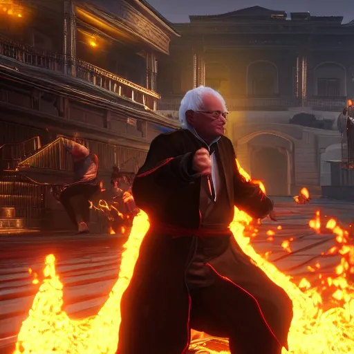 Image similar to Bernie Sanders in Mortal Kombat 11 ultra high quality 4k