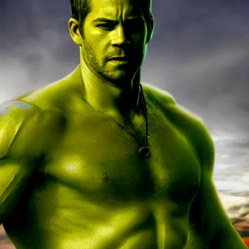 Image similar to if Paul Walker was the hulk, cinematic, epic, cool, photo realistic, 4k, high detail