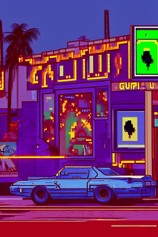 Image similar to life in the caspian hood. pixel art, gta vice city art style. pop art, no duplicate image, glowing lights, ultra details, digital painting, artstation, concept art, smooth, sharp focus, illustration, intecrate details, art by richard hamilton and mimmo rottela, pixels art by kirokaze and paul robertson