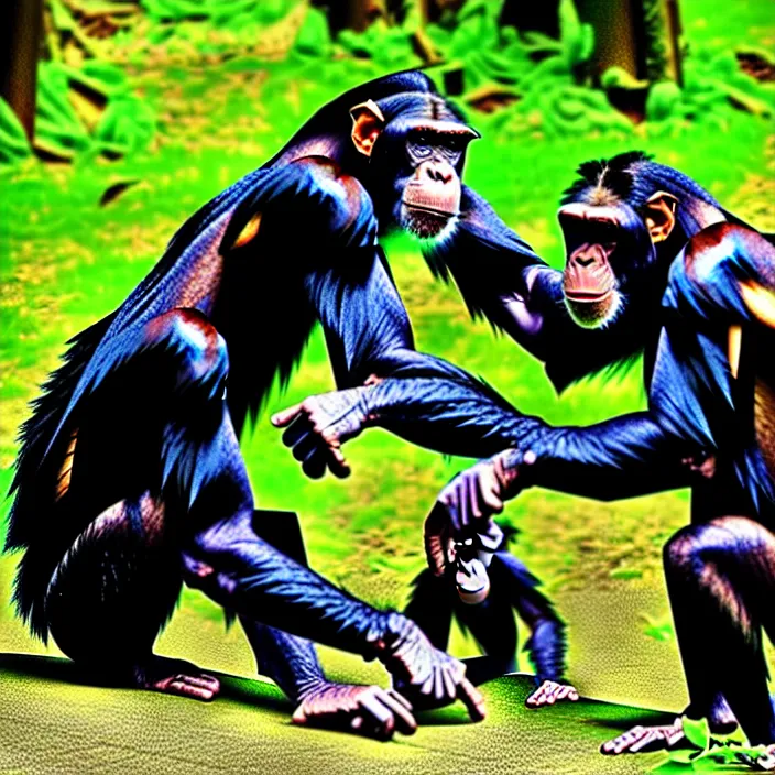 Prompt: battle chimps at vanvcouver,british columbia,canada