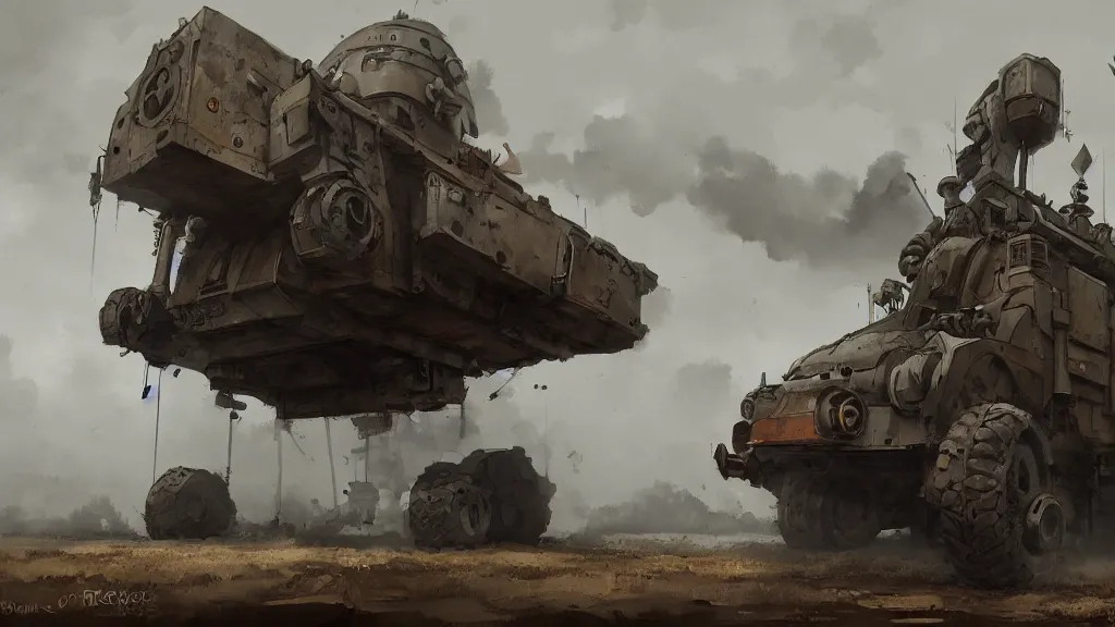 Image similar to big bertha howitzer, watercolored, jakub rozalski, dark colours, dieselpunk, artstation