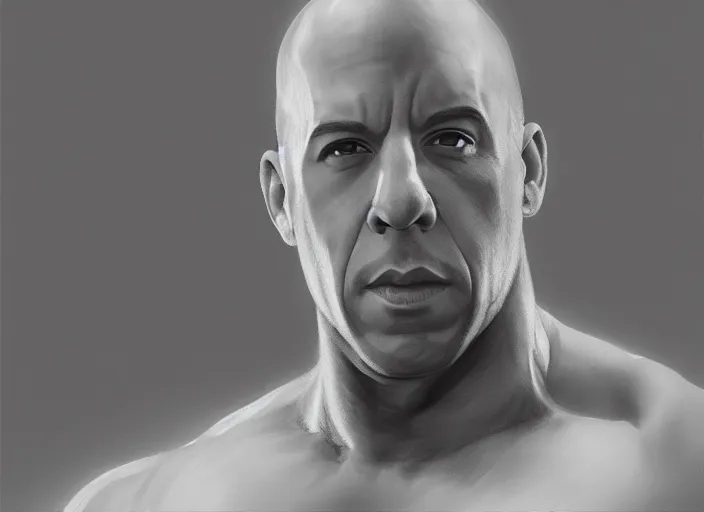 Image similar to landscape, long shot of vin diesel as saitama!!! punching!!! a car through space, hyperrealism, trending on artstation