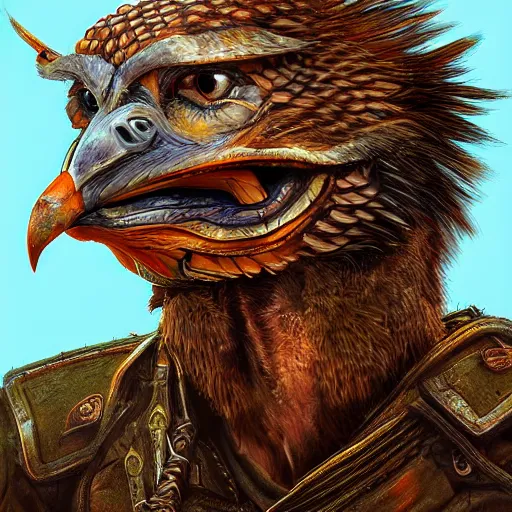 Image similar to buzzard warrior, digital art, artstation, high detail, centered, masterpiece, award - winning, coherent, hdr