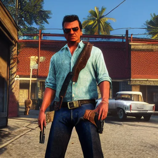 Prompt: Tommy Vercetti in Red Dead Redemption 2