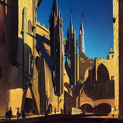 Image similar to Medieval city designed by Syd Mead