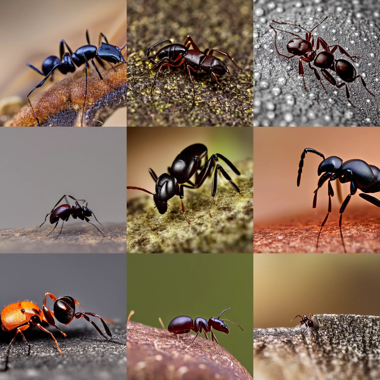 Prompt: a macro photograph of an ant