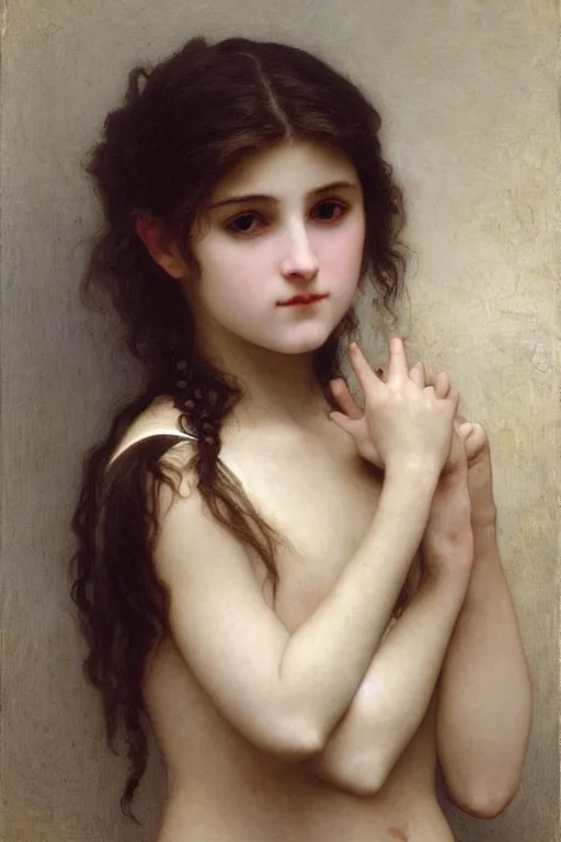 Image similar to teenage emo woman, painting by william adolphe bouguereau