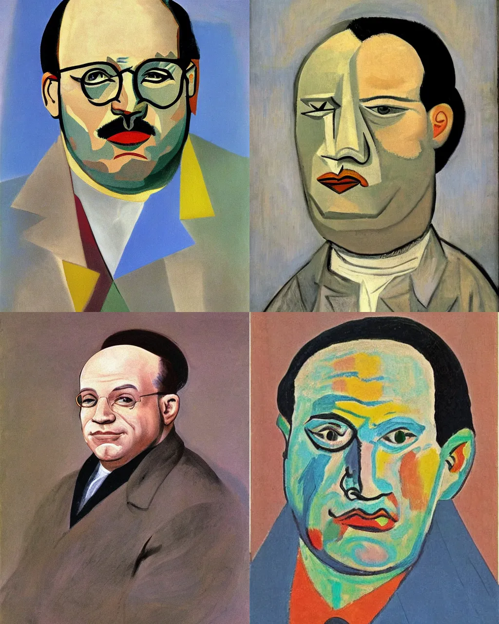 Prompt: A portrait of George Costanza painted by Pablo Picasso