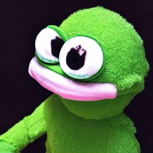 Prompt: pepe the frog as a muppet,