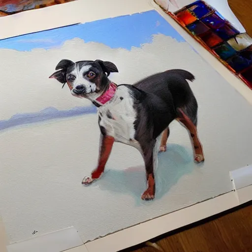 Prompt: a painting of a photography of a sketch of a painting of a dog