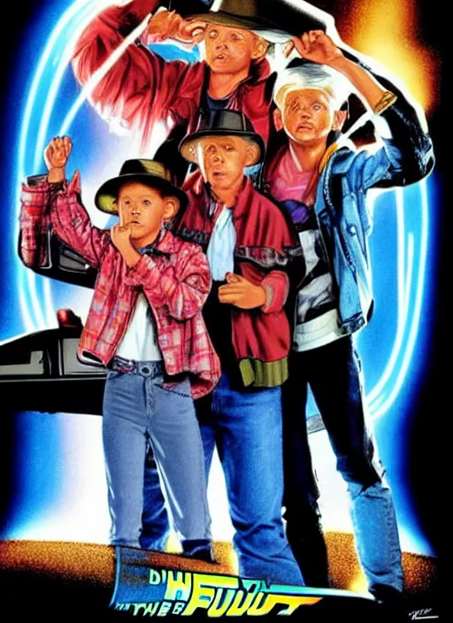 Image similar to movie poster by drew struzan for the back to the future ii.