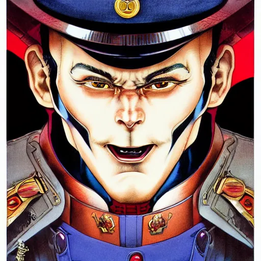 Image similar to portrait of crazy m. bison, symmetrical, cinematic colors, by yoichi hatakenaka, masamune shirow, josan gonzales and dan mumford, ayami kojima, takato yamamoto, barclay shaw, karol bak, yukito kishiro