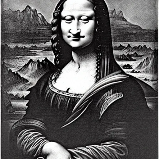 Prompt: monalisa in the style of Gustave Doré!!!!!!!!!!!!!!!!!!!, etching painting!!!!!!!!!!!!!!!!!!!