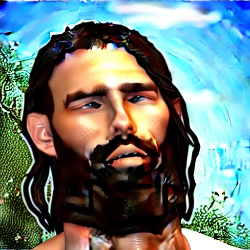 Image similar to Gigachad hanging out with Jesus, photorealistic, 4K