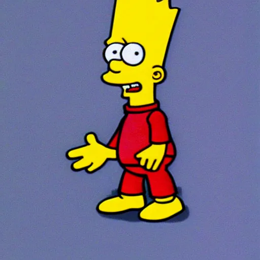 Prompt: Bart Simpson redesign animation cell vhs quality