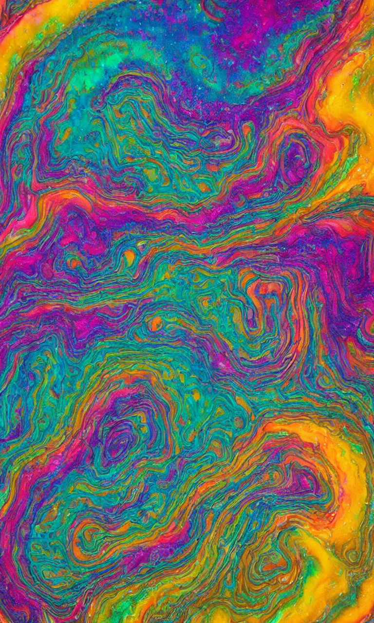 Prompt: ultra detailed acrylic pour fluid dynamics flow art painting of a iridescent fungus with a colorful swirl shimmering with pearlescence, acrylic marbling art by sam spratt, rhads, deviantart, psychedelic art, psychedelic, cosmic nebula, chromatic