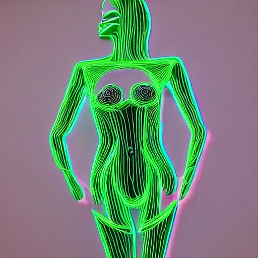 Prompt: 3 d neon art of a womens body, hyper - detailed