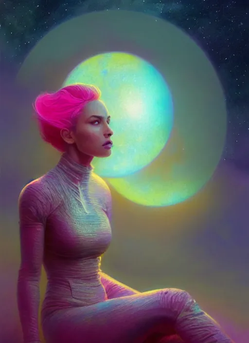 Prompt: extremely beautiful woman space astronaut on a jade green planet surrounded by pink mist, full body, soft light, golden glow, diffuse lighting, fantasy, intricate, surrealism!!!!, highly detailed, lifelike, photorealistic, artstation, illustration, concept art, smooth, by greg rutkowski, chris tulloch mccabe, valentina remenar and asher duran