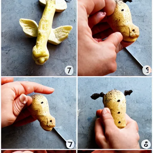 Image similar to making of an edible giraffe, from the beautiful'how to make food art step by step collection ', dslr