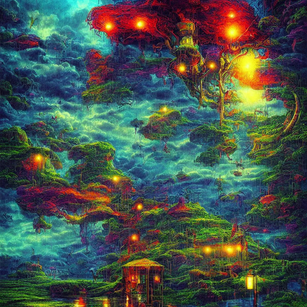 Prompt: it's raining somewhere else. extremely high detail, realistic, fantasy art, masterpiece, saturated colors, art by maxwell boas