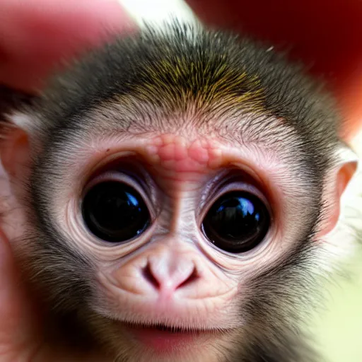 Prompt: cute baby monkey fisheye lens