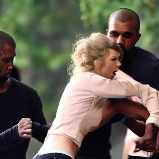 Image similar to taylor swift beating kanye up