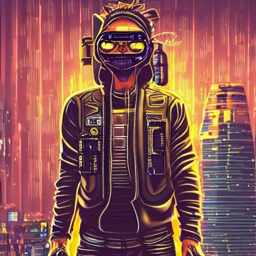 Image similar to Cyberpunk Garfield