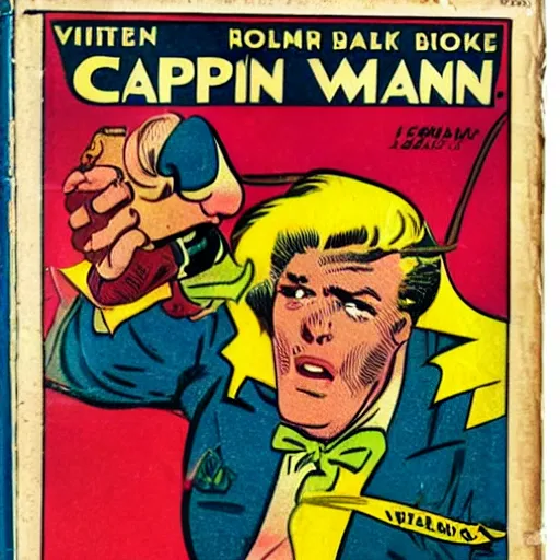 Image similar to vintage comic action book with sleepy man, capitan valium