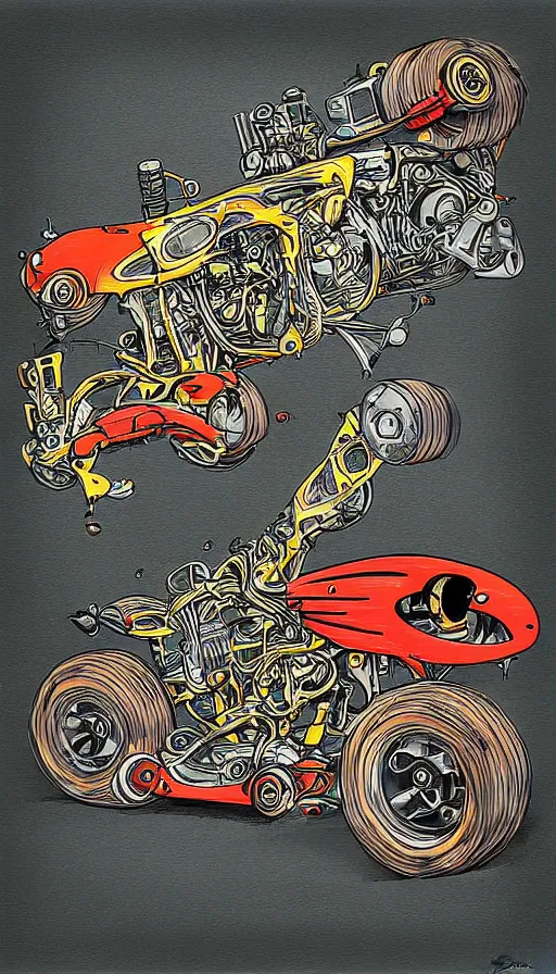 Image similar to techno artwork, by ed roth
