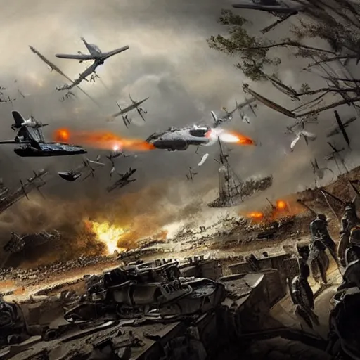 Image similar to world war 4, concept art