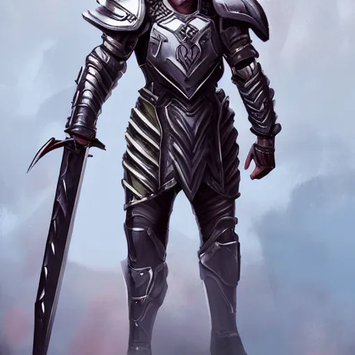 Image similar to Full body portrait of a futuristic super-soldier wearing roman style mechanized body armor and wielding a god-slaying sword, D&D, fantasy, elegant, hopeful, muscular, gothic, futuristic, intelligent, highly detailed, digital painting, artstation, concept art, smooth, sharp focus, illustration