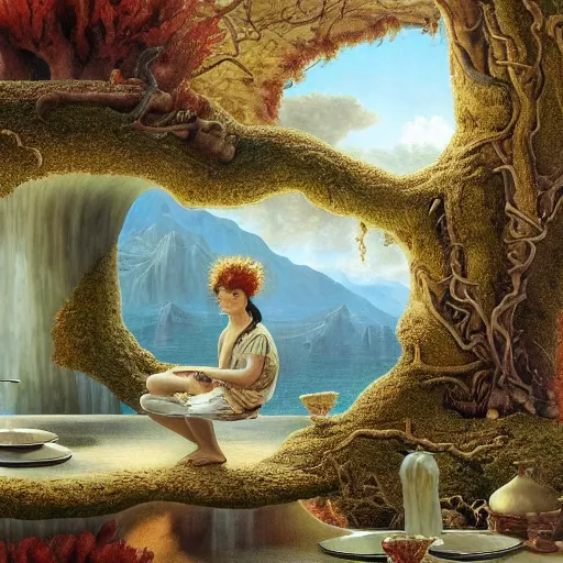 Prompt: paint surrealist 👁🍜🍄, ferdinand knab, high definition and detailed 4 k