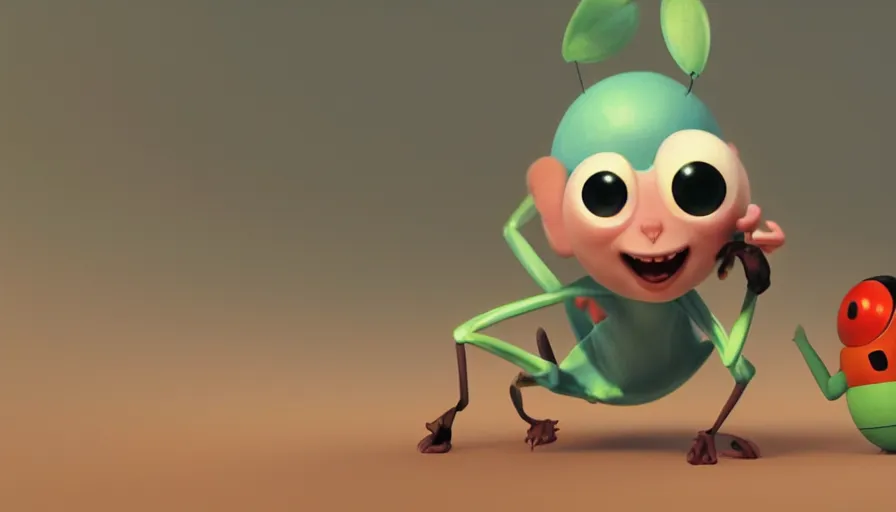 Image similar to very very very cute baby insect creature by Max Kostenko and Bobby Chiu, disney, pixar, MPC, Framestore, character design for animation, uplight, a lineup of characters, big disney eyes, symmetrical eyes, cuteness, 3d render, octane rendered, highly detailed, unreal engine, Trending on Artstation, octane render, 4k, 8k, HD