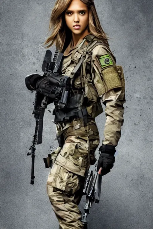 Prompt: Jessica Alba girl As a special operations member