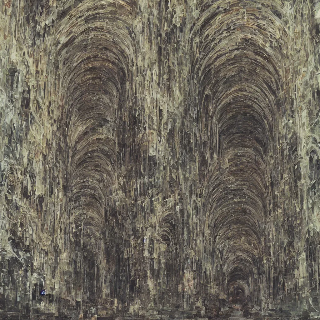 Image similar to underground cathedral, oil painting by katsuhiro otomo