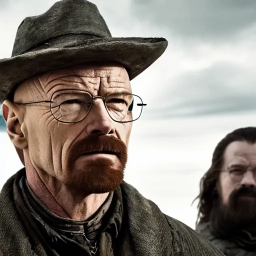 Image similar to Walter White having a cameo in Game Of Thrones, film footage