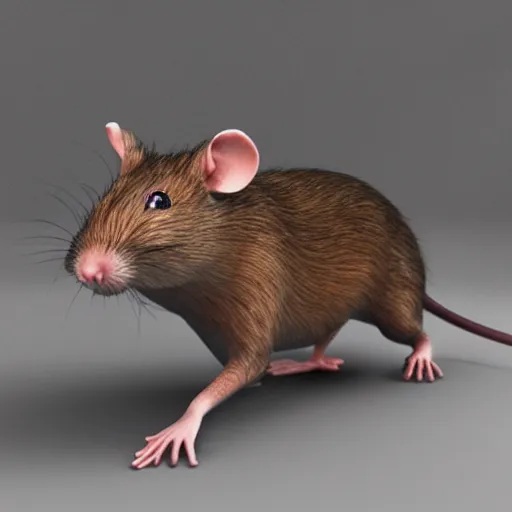 Image similar to huge armless rat, 3d render