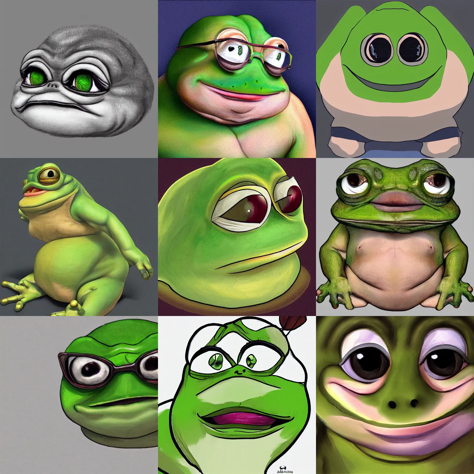 Prompt: realistic fat pepe the frog, tranding on artstation