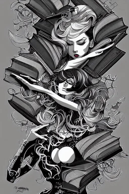 Image similar to digital art logo, books, by James Jean and by artgerm and by Lucha , ultra-detailed,