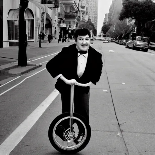 Image similar to a photo of liberace on a unicycle, san francisco