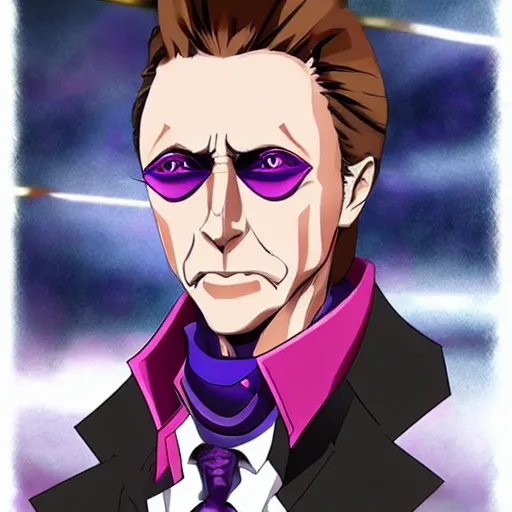 Image similar to christopher walken as a jojos bizzare adventure character, trending on artstation, anime