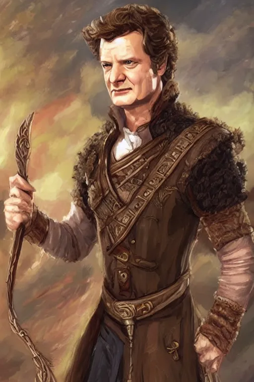 Prompt: colin firth portrait as a dnd character fantasy art.