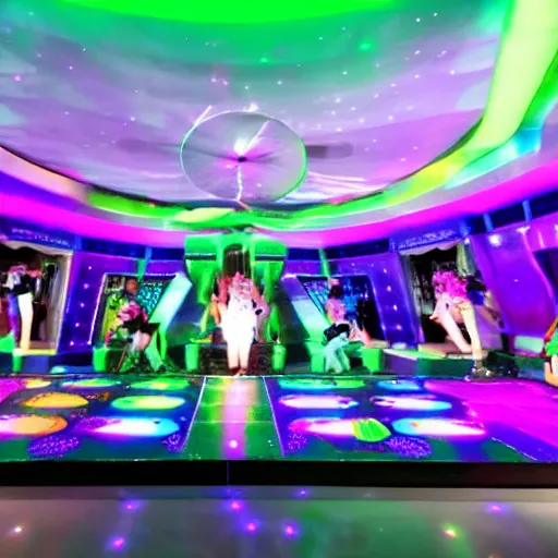 futuristic night club with a light up dance floor and | Stable Diffusion