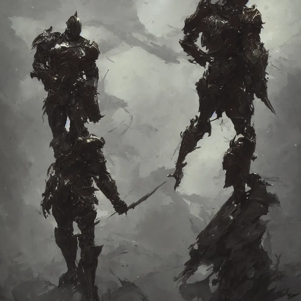 Image similar to full body painting of a Knight, dramatic lighting, illustration by Greg rutkowski, yoji shinkawa, 4k, digital art, concept art, trending on artstation