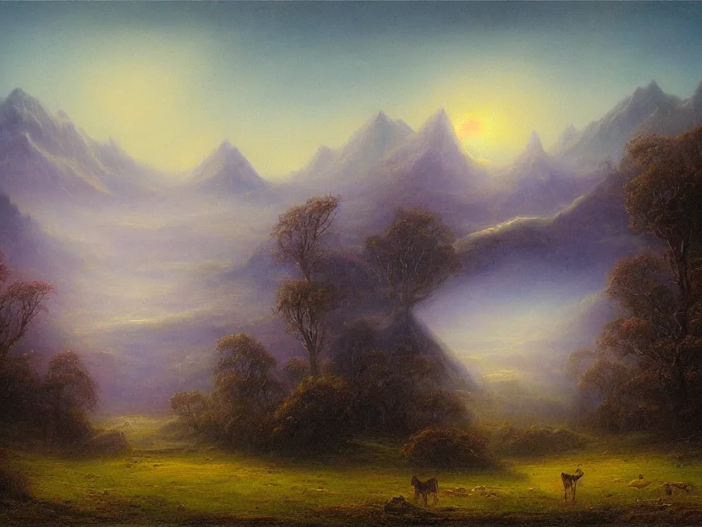 Prompt: a mystical landscape by thomas seddon