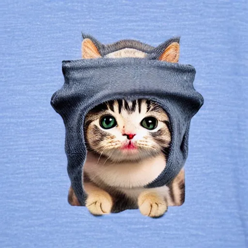 Prompt: cute cat in the pocket of a tshirt